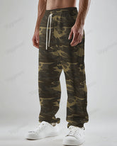 Army Green Camouflage Big Men's Loose Straight Pants